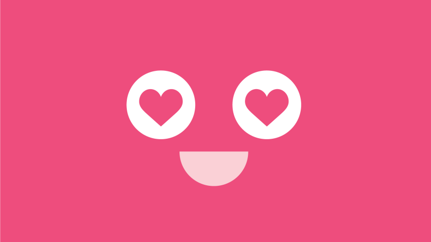 En kärleksfull och rosa emoji